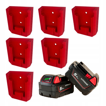 6x Uchwyt na baterie akumulator Milwaukee M18 click ZESTAW wieszak ścienny