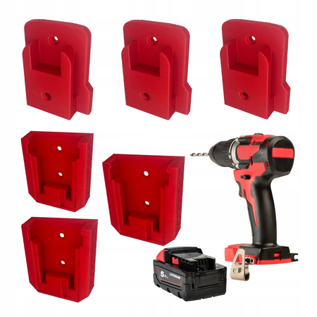 Zestaw UCHWYT na 3x narzędzie 3x bateria akumulator Milwaukee M18 wieszak