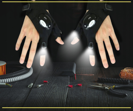 RĘKAWICZKI LED ZESTAW DWIE Z LATARKĄ PREZENT LAMPKA surwiwal POD NAMIOT