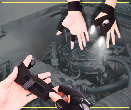 RĘKAWICZKI LED ZESTAW DWIE Z LATARKĄ PREZENT LAMPKA surwiwal POD NAMIOT