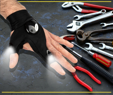 RĘKAWICZKI LED ZESTAW DWIE Z LATARKĄ PREZENT LAMPKA surwiwal POD NAMIOT